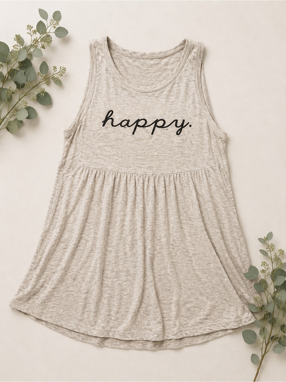 “Happy” Flowy Athletic Tank | Soft Yoga & Running Top